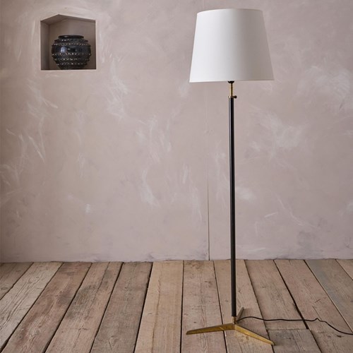 Mid Century Black And Brass Floor Lamp