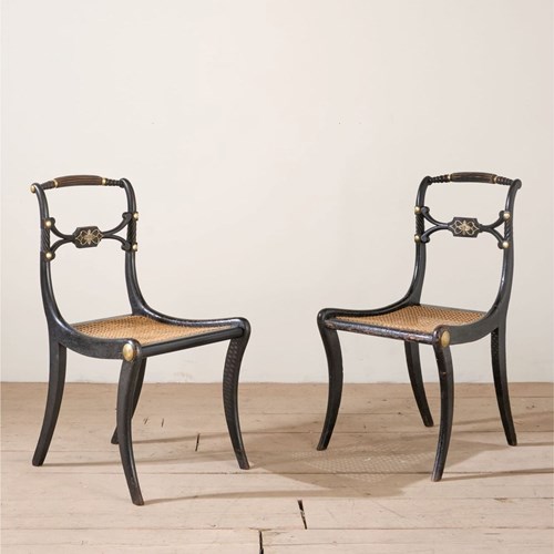 Pair Of Regency Ebonised Side Chairs