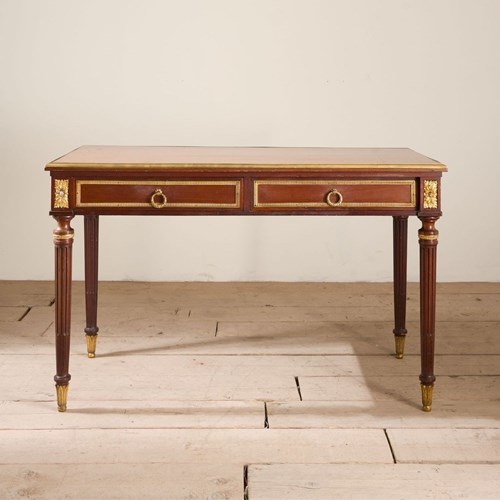19Th Century French Brass Edged Mahogany Writing Table