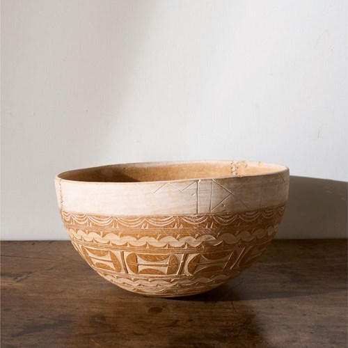 20Th Century African Carved Gourd Bowl - No1