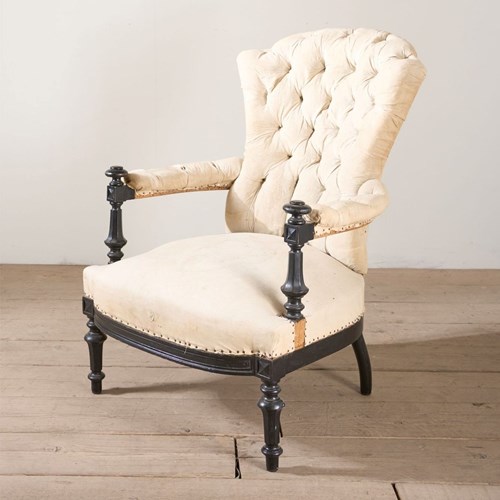 Napoleon III Buttoned Back Open Armchair