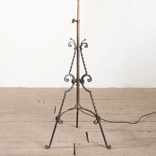 19Th Century Arts And Crafts Iron And Copper Floor Lamp