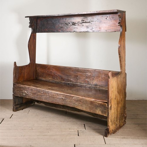 18Th Century Folk Art Canopied Spanish Settle