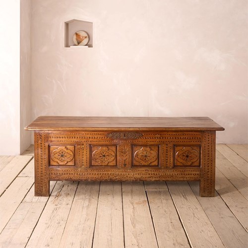 Large 18Th Century Marquetry Coffer