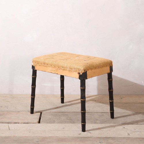 20Th Century Ebonised Faux Bamboo Footstool