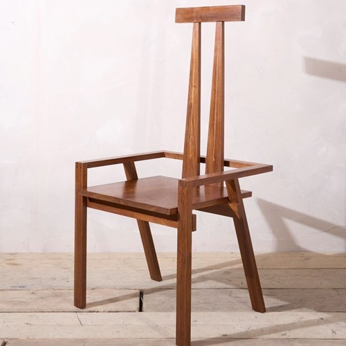 20Th Century Solid Walnut Constructivist Chair