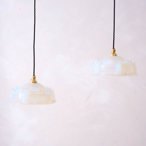 1930'S Vaseline Glass Pendant Lights - 4 Available