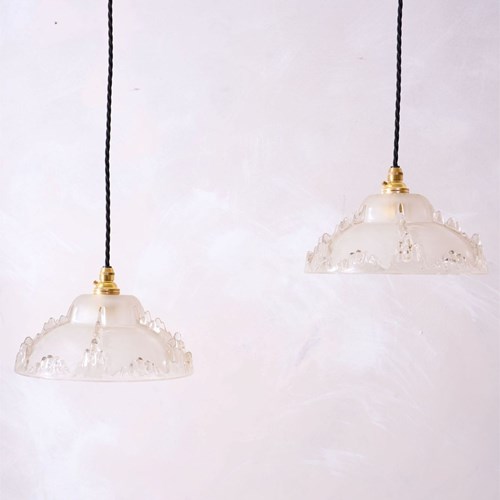 1930'S Matte Icicle Pendant Lights - 4 Available