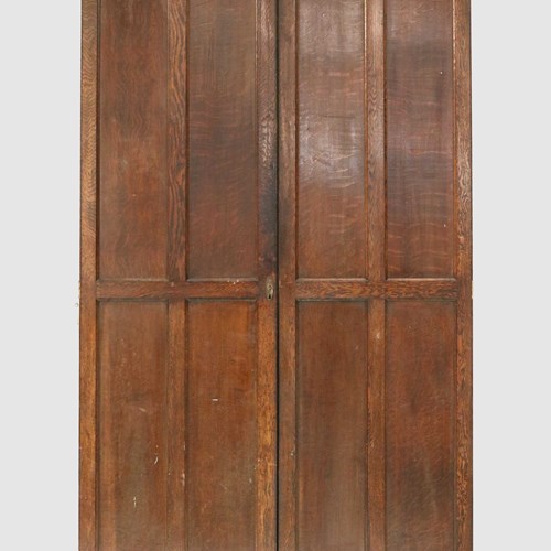 A Large Pair Of Original Solid Oak Panelled Doors