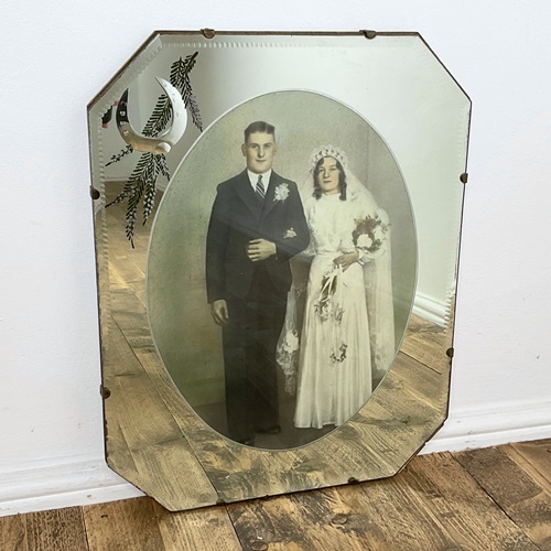 Etched Frameless Mirror With Marriage Portrait