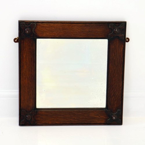 Square Oak Framed Wall Mirror