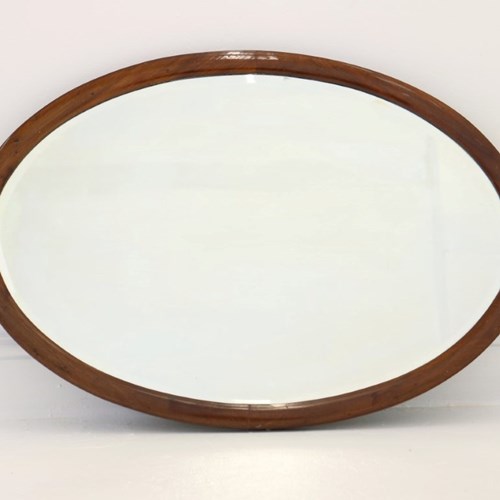 Oval Mahogany Framed Mirror, Circa 1930