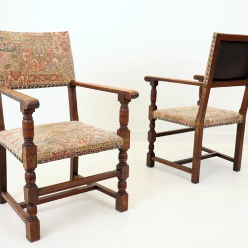 Pair Of 18Th Century Style Carver Armchairs