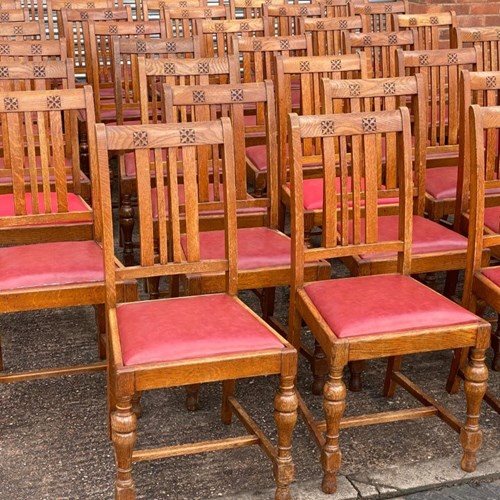 A Very Rare, Superb Set Of 42 Early 20Th Century Oak Dining Chairs