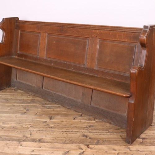 Mid 19Th Century Solid Oak Panel Back Church Pew