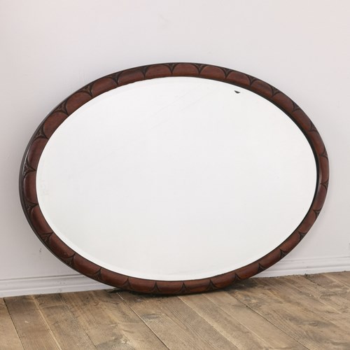 Oak Oval Bevel Edged Glass Mirror