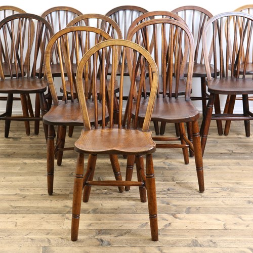 A Lovely Long Run Of Late 19Th Early 20Th Century Kitchen Chairs