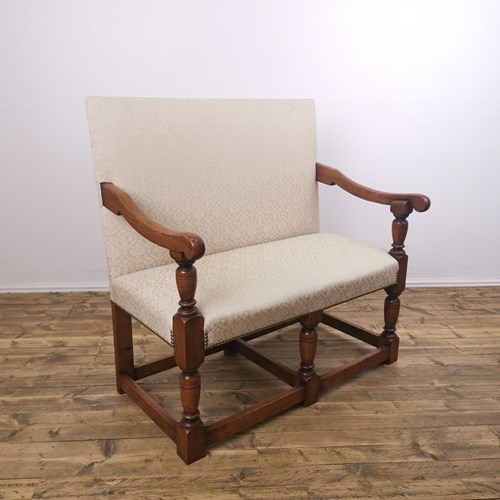 Fully Upholstered Two Seater Oak Bench