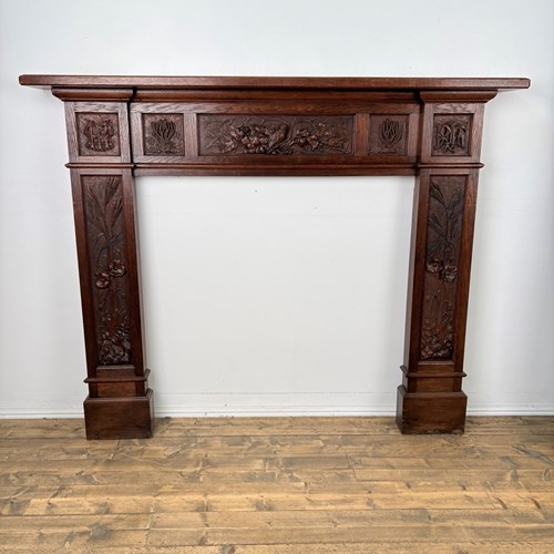 A Magnificent Quality Late 19Th Century Solid Oak Fire Surround