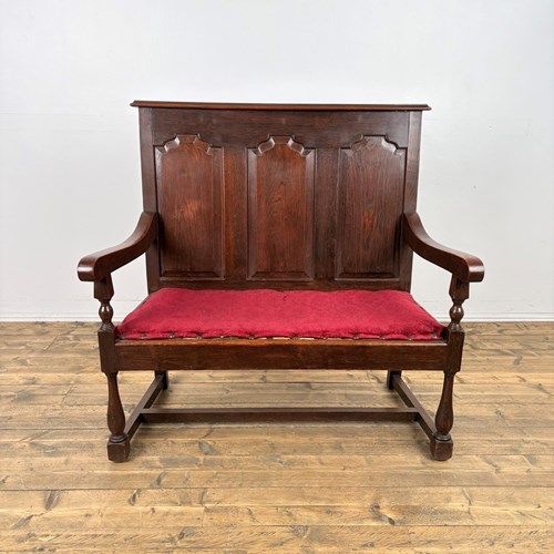 An Unusually Small 19Th Century Three Panel Settle