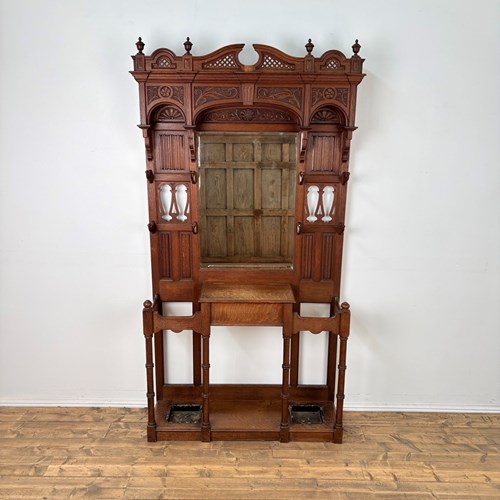 Oak Mirrored Hallstand