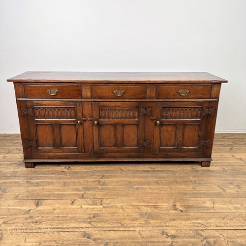 18Th Century Style Solid Oak Three Door Sideboard