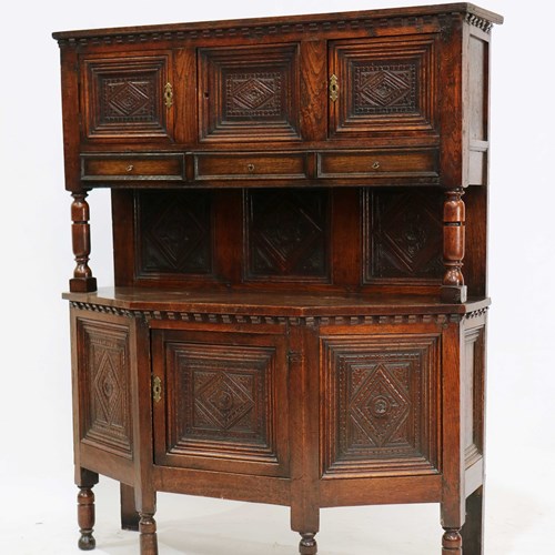 A 17Th Century Style Credence Shaped Court Cupboard In Oak