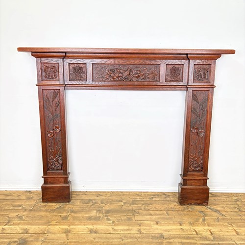 A Magnificent Quality Late 19Th Century Solid Oak Fire Surround