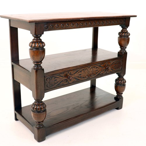 17Th Century Style Three-Tiered Oak Sideboard/ Buffet