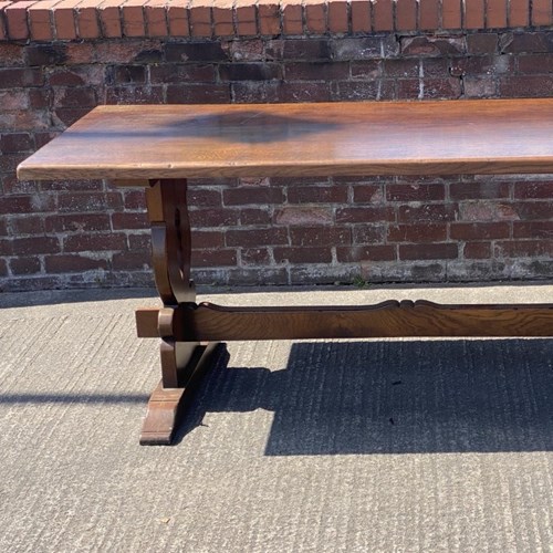 17Th Century Style Trestle Ended Solid Oak Refectory Table