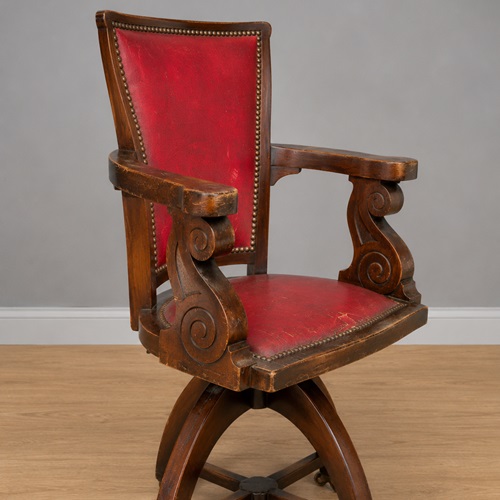 Late 19Th Century Mahogany Framed Swivel Office Chair