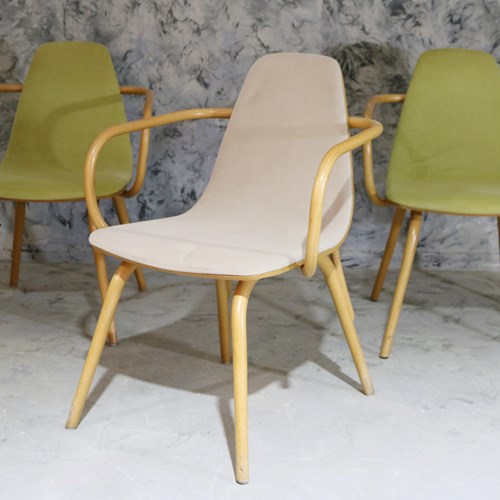 A Large Set Of 30 Reclaimed Bentwood Tram Armchairs From TON