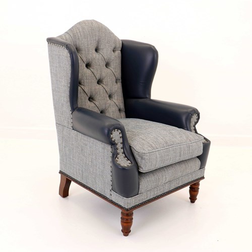 Reclaimed Derby Button Back Wing Chair
