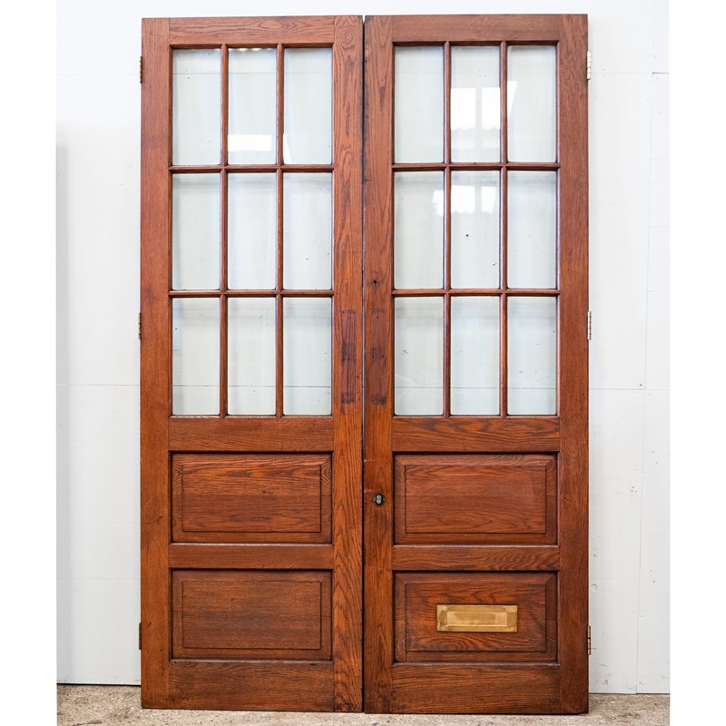 Antique Double Doors | Solid Oak Glazed Doors-the-architectural-forum-large-antique-oak-doors-with-glass-panels-10-main-637996335455063212.jpg