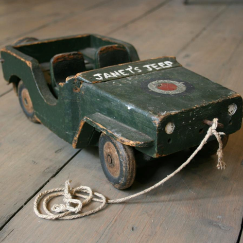 Vintage Wooden Toy Jeep 