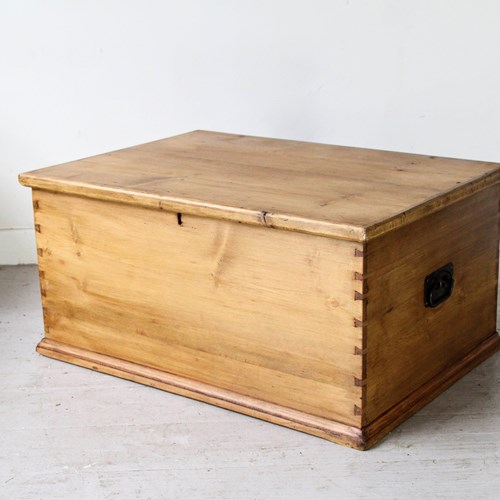 Antique Victorian Stripped Pine Blanket Chest, 19Th Century