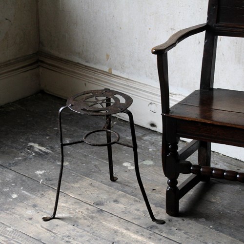 Georgian Wrought Iron Trivet Stand, Unusual Height, Side Table, Plant Stand