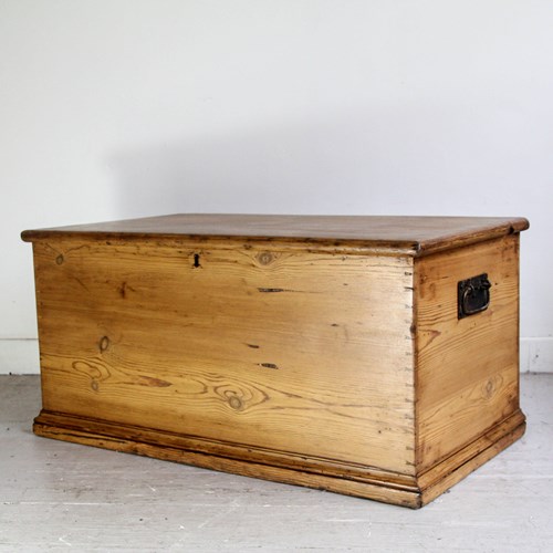 Antique Large Victorian Stripped Pine Blanket Chest