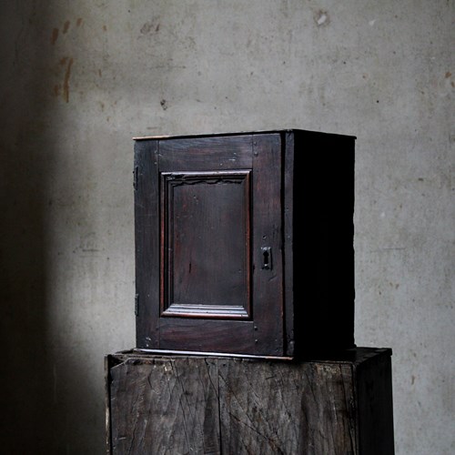 Antique 17Th Century Oak Spice Cabinet, William And Mary, Small Cupboard