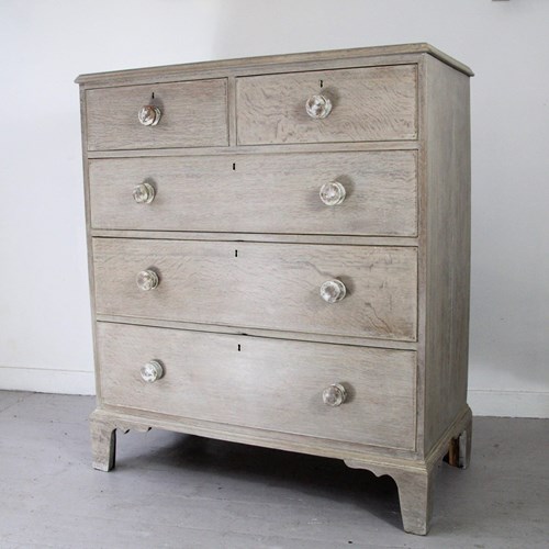 Antique Georgian Chest Of Drawers, Lime Washed Oak Finish