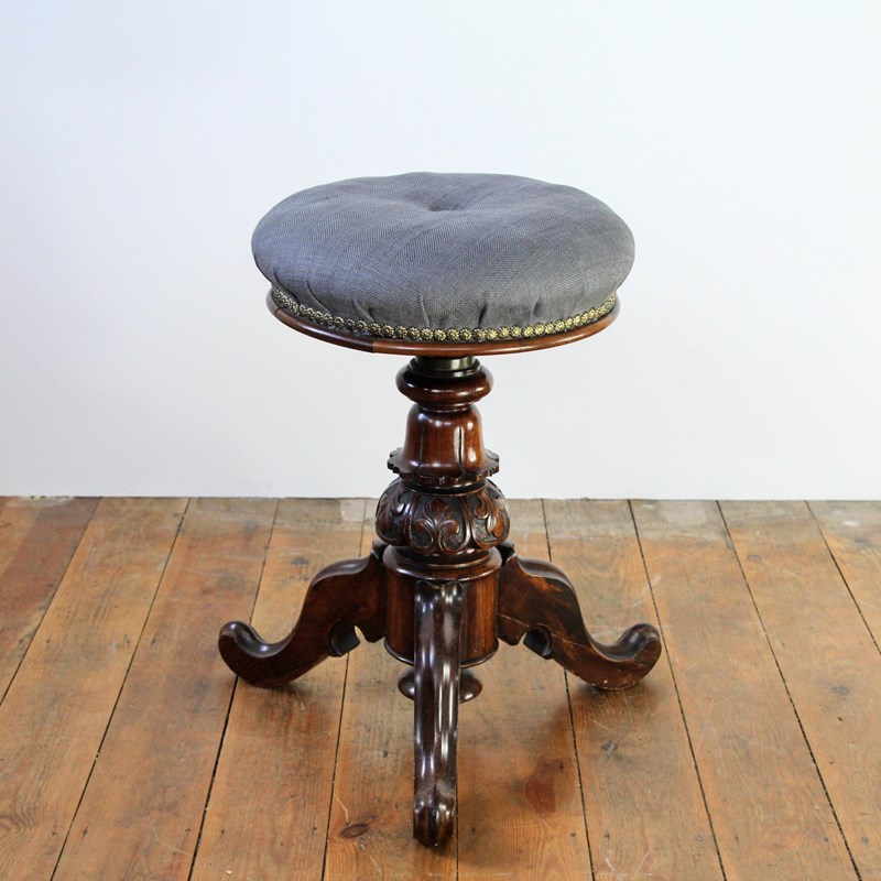 A Victorian Antique Stool, Finely Carved, Newly Upholstered-the-black-dog-img-5443cr2-main-638291180829959865.jpg