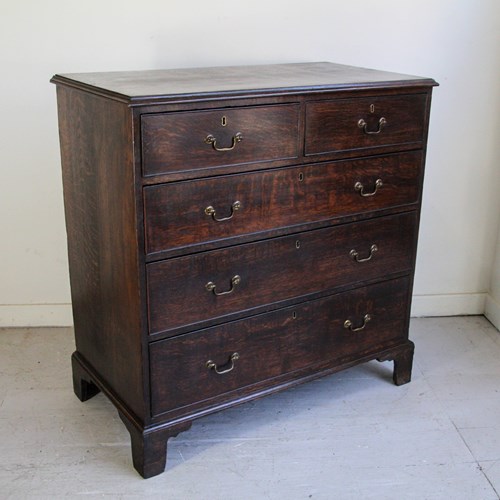 Antique 18Th Century Georgian Oak Chest Of Drawers, Good Condition, Initialled 