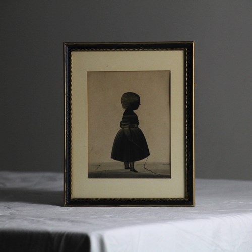 Very Fine Early 19Th Century Silhouette Portrait Of A Girl, Watercolour And Ink