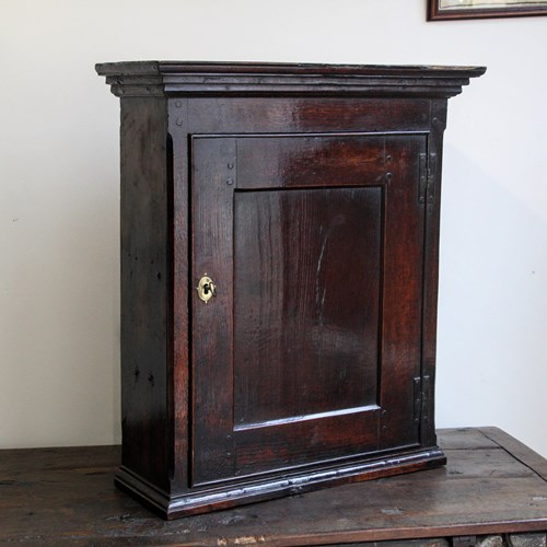 Antique Georgian Oak Wall Hanging Spice Cupboard, Mural Cupboard, George II