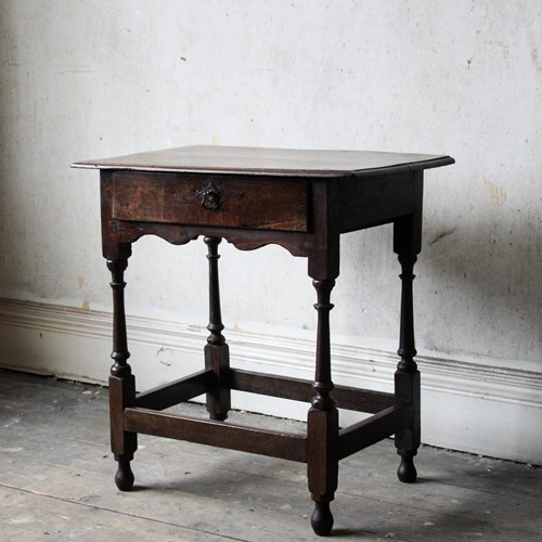 Antique Late 17Th Century Oak Side Table, William And Mary Style