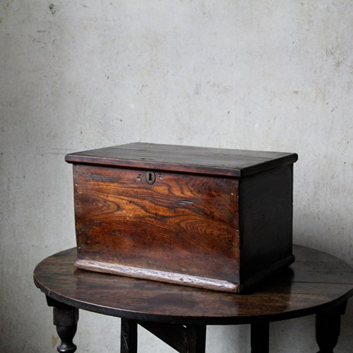 Antique Georgian Elm Table Top Chest, Small Box 