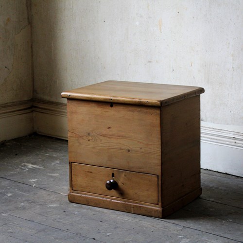Antique Victorian Stripped Pine Chest, Unusual Small Mule Chest