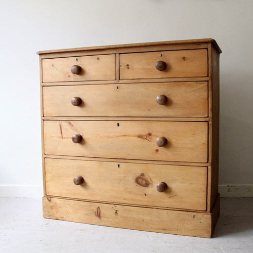 Antique Victorian Stripped Pine Chest Of Drawers, Large