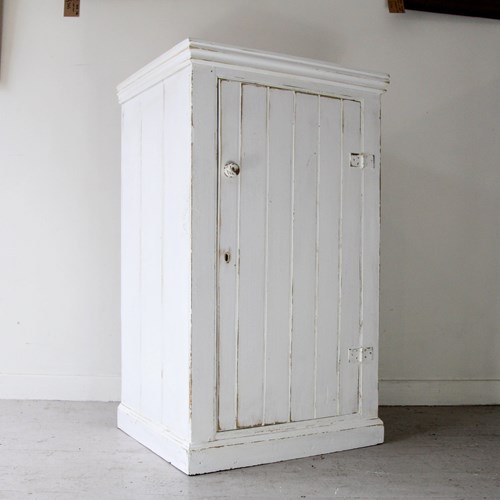 Antique Victorian Kitchen Cupboard, Painted White, Floor Standing Cupboard