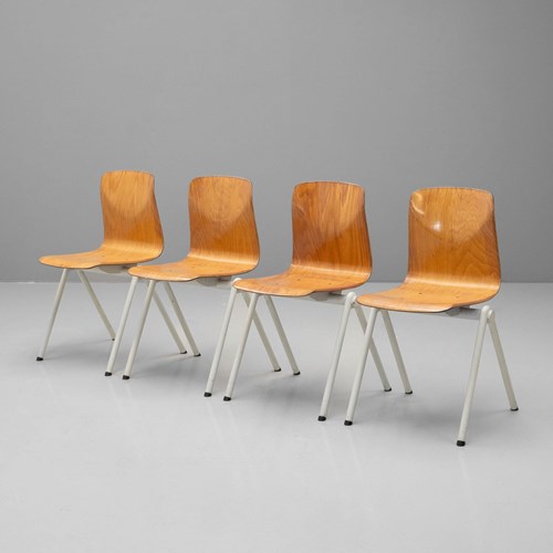 Set Of Four Mid-Century Stacking Chairs